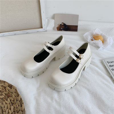 Zapatos de Cuero con Plataforma y Tacón Grueso Retro Primavera - Image 13