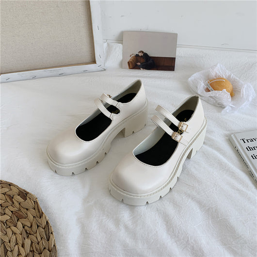 Zapatos de Cuero con Plataforma y Tacón Grueso Retro Primavera - Image 13