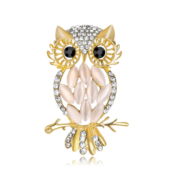 Broche Búho de Cristal Ópalo - Joya Elegante para Mayorista