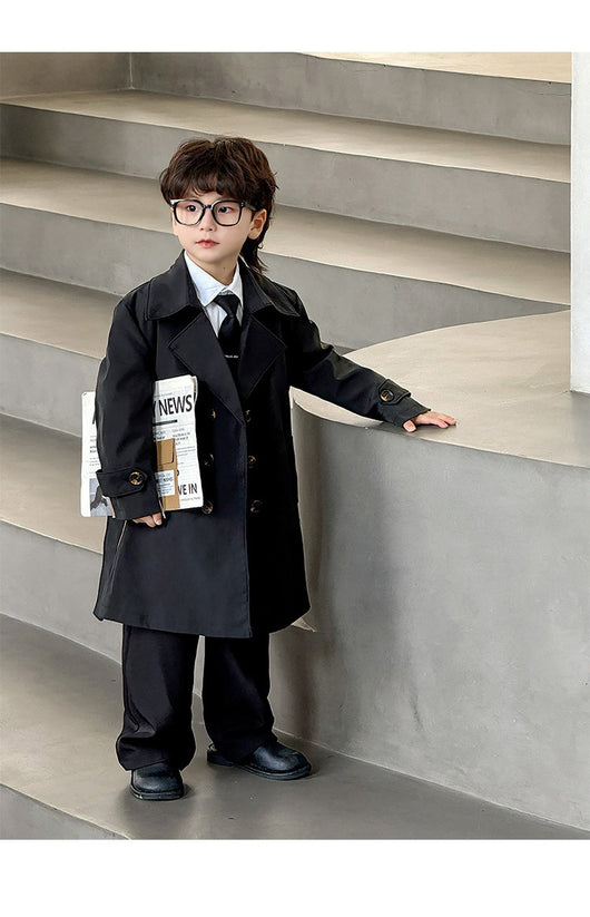 Abrigo Largo Infantil Británico Elegante y Moderno - Image 4