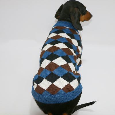 Suéter Rombos para Mascotas - Abrigo Azul Café para Perros y Gatos - Image 4