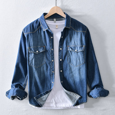 Camisa Vaquera Clásica de Manga Larga para Hombre en Blanco - Image 8