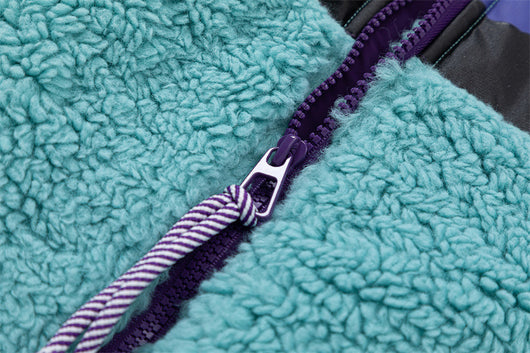 Abrigo de Polar Berber Patchwork Contraste de Colores para Hombre - Image 8