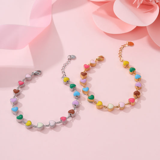 Pulsera de Acero Titanio Corazón con Aceite Colorido - Joya del Amor - Image 2