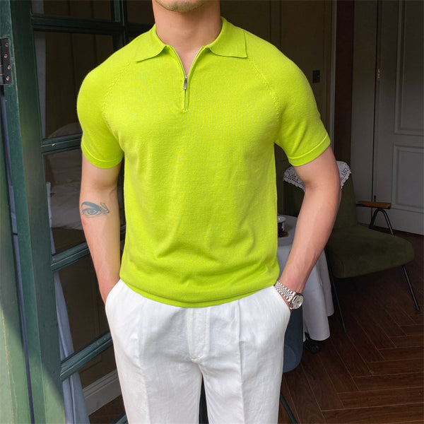 Camiseta Casual Vintage con Cuello Solapa - Corte Slim para Hombre