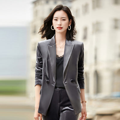 Blazer de Terciopelo para Mujer - Traje Elegante y Minimalista - Image 12