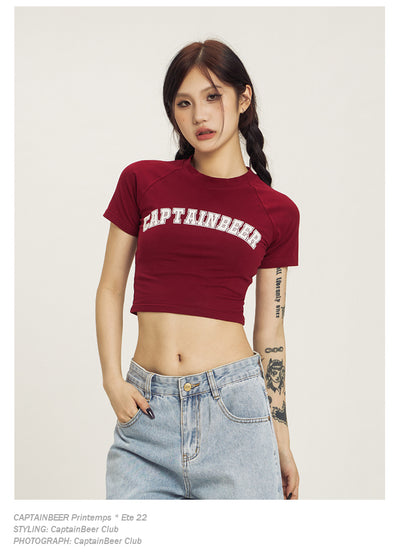 Playera Corta Retro Americana Cuello Redondo - Top Ombligo Sexy para Verano - Image 12