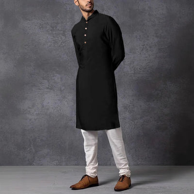 Bata Casual Slim Fit de Manga Larga para Hombre - Cuello de Pie Elegante