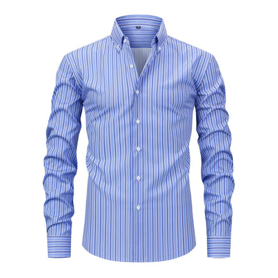 Camisa Estampada Digital a Rayas con Cuello Solapa - Manga Larga para Hombre - Image 12