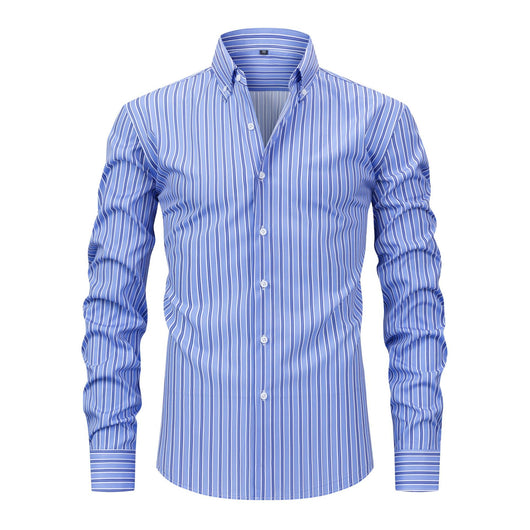 Camisa Estampada Digital a Rayas con Cuello Solapa - Manga Larga para Hombre - Image 12