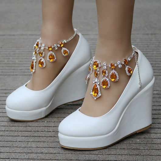 Zapatos de Cuña con Plataforma Impermeable y Cristales - Elegancia para tu Boda - Image 5