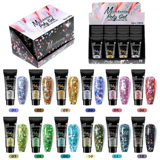 Set de 12 Colores Extensores de Uñas con Lentejuelas - Image 34