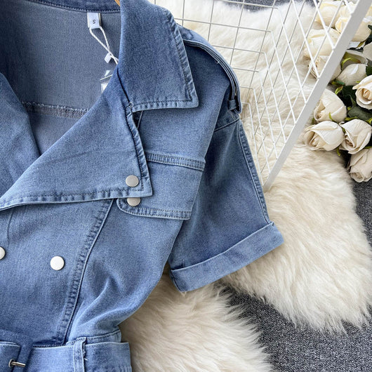 Jumpsuit Cargo de Manga Corta con Cuello y Piernas Anchas - Image 12