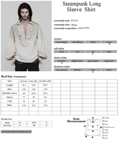 Camisa Steampunk Vintage Hombre Manga Larga Desgastada - Image 7