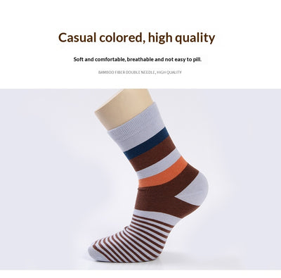 Calcetines Largos de Algodón para Hombre con Rayas Coloridas - Esencial de Moda Otoño Invierno - Image 8