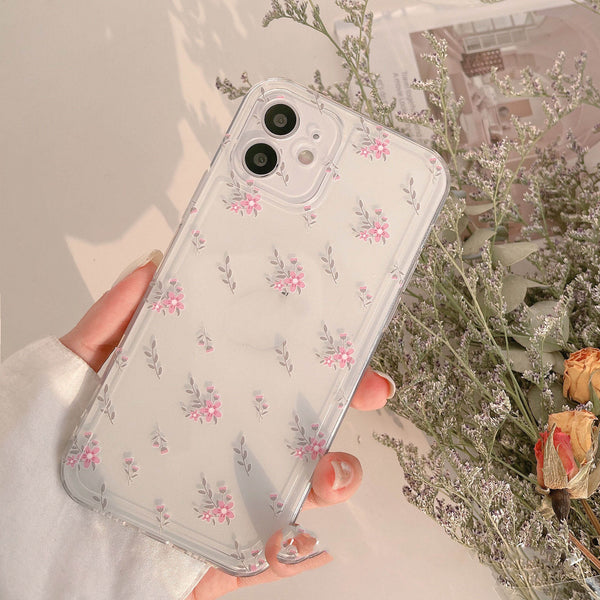 Funda Transparente de Silicona Suave con Diseño Floral
