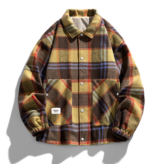 Chaqueta Camisa Tallas Grandes con Estampado Cuadros Bicolor