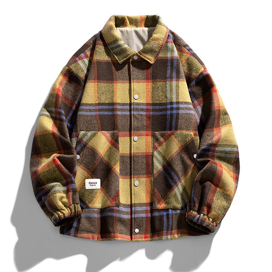 Chaqueta Camisa Tallas Grandes con Estampado Cuadros Bicolor