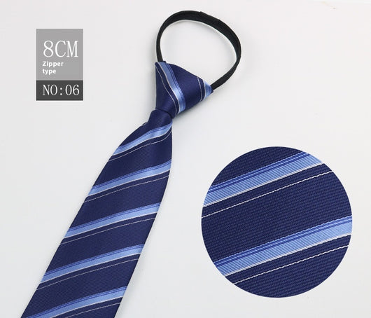 Corbata Negra Rayada Azul con Cierre Rápido - Corbata Ejecutiva Lazy Zip - Image 7
