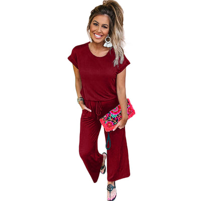 Jumpsuit Casual de Piernas Anchas con Bolsillos y Cordones para Mujer - Image 3