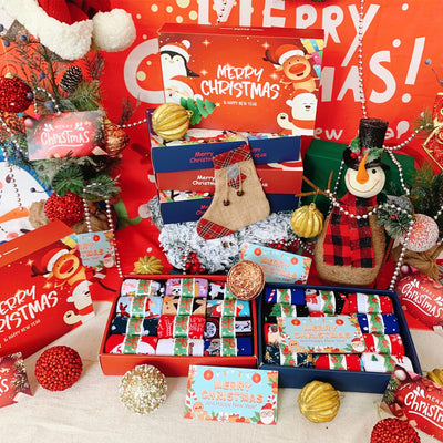 Calcetines Navideños con Renos y Santa - 12 Colores Festivos