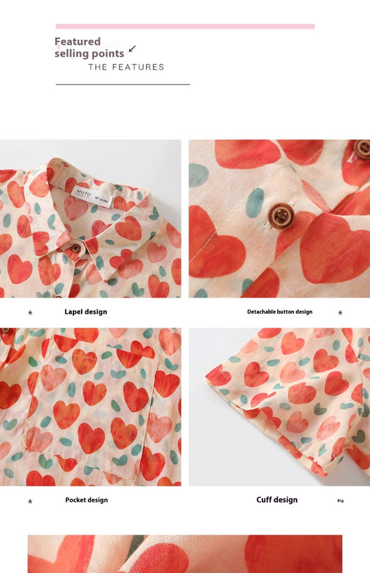 Blusa Retro Estilo Hong Kong con Estampado de Corazones para Mujer - Image 8