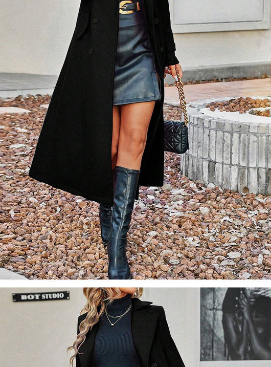 Abrigo de Solapa Cruzada para Mujer - Otoño e Invierno - Image 14