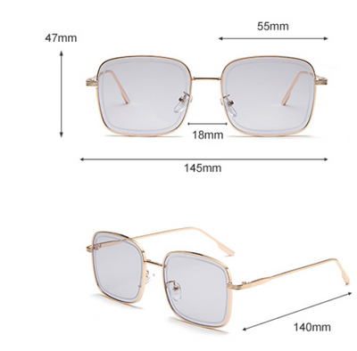 Big square sunglasses for women with transparent pink frames and pink gradient lenses, featuring gold-tone metal temples. - Image 10
