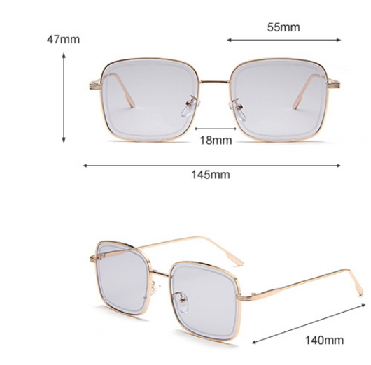 Big square sunglasses for women with transparent pink frames and pink gradient lenses, featuring gold-tone metal temples. - Image 10