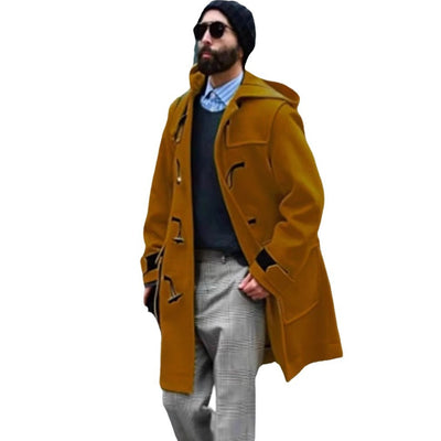 Abrigo Trinchera de Lana Retro con Botones Cuerno para Hombre - Image 5