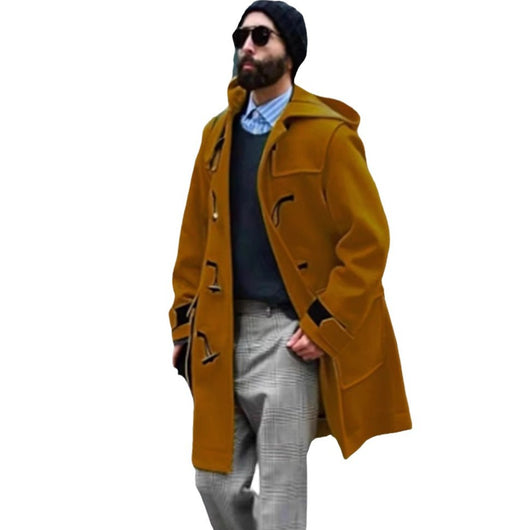 Abrigo Trinchera de Lana Retro con Botones Cuerno para Hombre - Image 5
