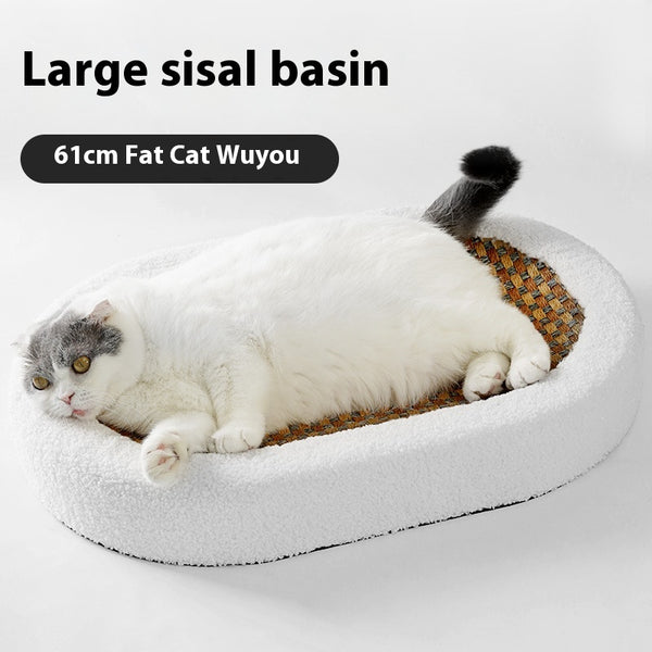 Nido Ovalado para Gatos con Tabla Rascadora de Sisal Resistente