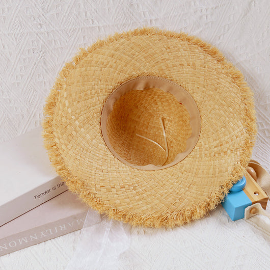 Sombrero de Rafia Ancho con Encaje Bosque y Moño para Mujer Shade - Image 12