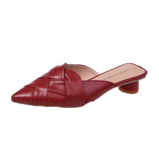 Sandalias de Cuero Suave con Punta Afilada y Tacón Medio para Mujer - Image 7