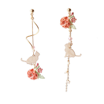 Aretes de Gato Dulce Estilo Japonés con Corazón y Brisa - Diseño Hada Delicado - Image 2
