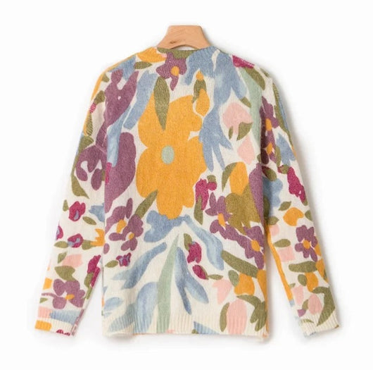 Suéter Tejido Estampado en Contraste de Colores - Diseño Artístico Femenino - Image 2