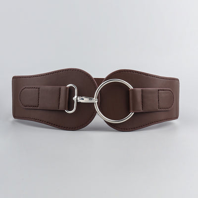 Cinturón Elástico PU Otoño Invierno para Mujer - Café y Negro Elegante - Image 15