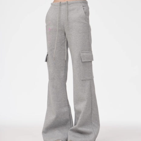 Pantalones de Pierna Ancha Gris para Mujer - Comodidad Deportiva