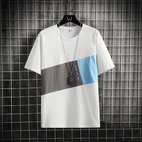 Playera Casual de Manga Corta con Costuras de Diseño para Hombre