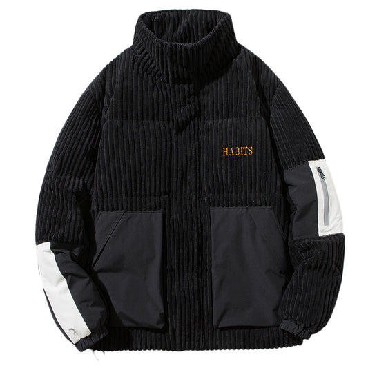 Chaqueta de Invierno Corduroy con Cuello Alto - Abrigo Suelto y Cálido para Hombre