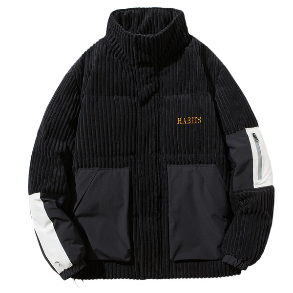 Chaqueta de Invierno Corduroy con Cuello Alto - Abrigo Suelto y Cálido para Hombre