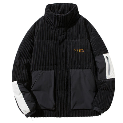 Chaqueta de Invierno Corduroy con Cuello Alto - Abrigo Suelto y Cálido para Hombre