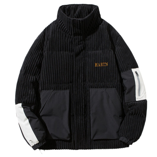 Chaqueta de Invierno Corduroy con Cuello Alto - Abrigo Suelto y Cálido para Hombre