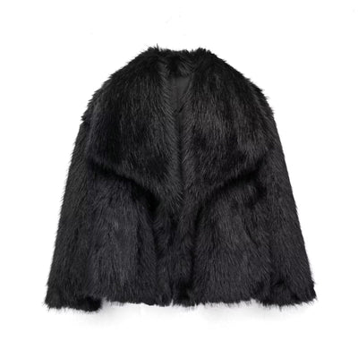 Cardigan Largo de Felpa Sintética con Solapa y Botones de Presión para Mujer - Image 8
