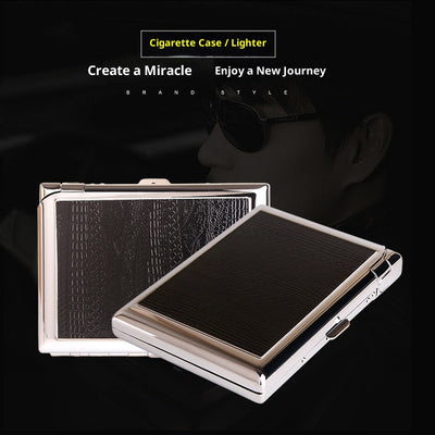 Estuche Premium para Cigarrillos en Cuero con Encendedor Resistente al Viento - Image 2