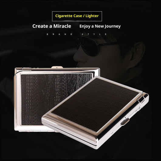 Estuche Premium para Cigarrillos en Cuero con Encendedor Resistente al Viento - Image 2