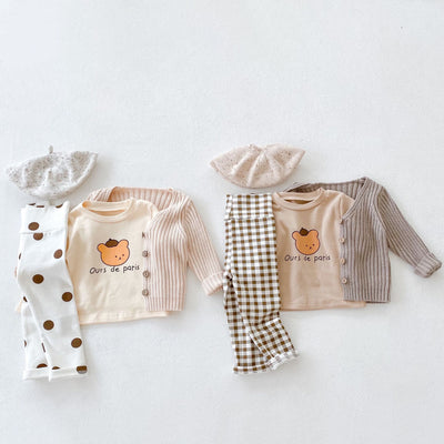 Conjunto de 3 Piezas: Leggings Estampados de Cintura Alta, Top y Cardigan Tejido - Image 18