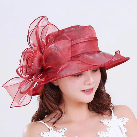 Sombrero de Gasa con Flores para Bodas y Eventos - Image 9