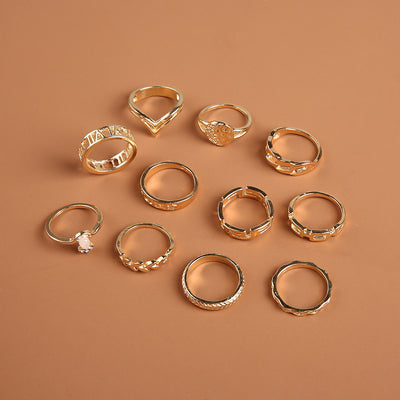 Set de 6 Anillos Articulados: Corona, Hoja y Formas Geométricas - Image 35