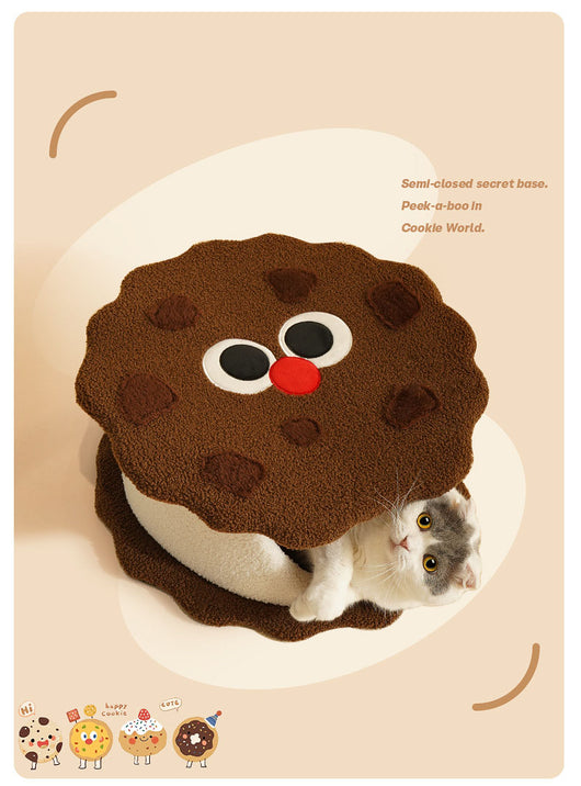 Casa Cama para Gato con Forma de Galleta - Refugio Cálido para Otoño e Invierno - Image 14